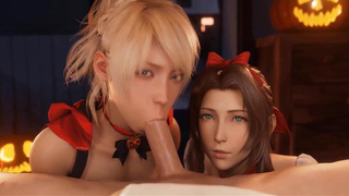 Красотки Final Fantasy в ИИ-порно жадно сосут члены и ловят сперму лицом