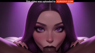 Милая готка жадно сосет член в POV: горячее ИИ-порно