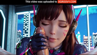 ИИ выебал D.Va из Overwatch прямо в порванном костюме!