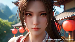3D Май Ширануи из DOA жадно заглатывает хуй по горло и ловит сперму на лицо | ИИ-порно