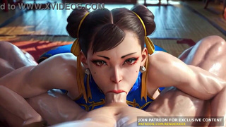 Чун-Ли из Street Fighter в 3D от ИИ: минет и Full Nelson в хентае без цензуры