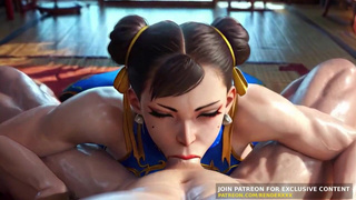 Чун-Ли из Street Fighter в 3D от ИИ: минет и Full Nelson в хентае без цензуры